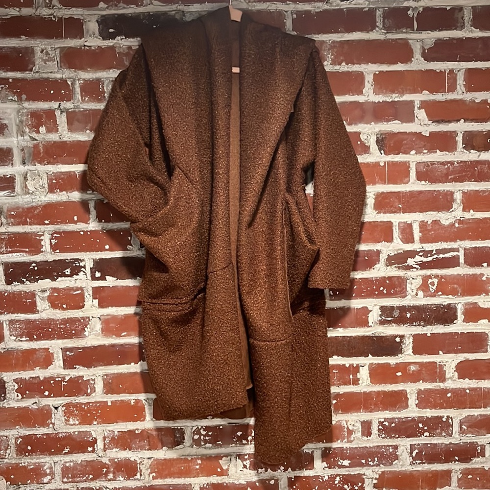 Teddy coat with cowl neck scarf